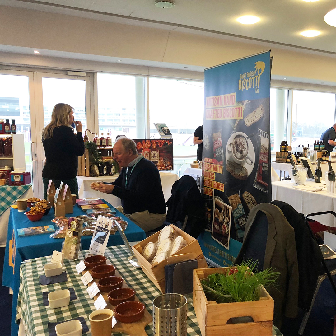 We're all set up and ready to go for the @bizsouth Local Produce Trade Show at @TheAgeasBowl .  We're delighted to be neighbours with @GBBiscotti. Doors are very much open. See you there! #lpts2020 #BuyLocal #FoodBiz