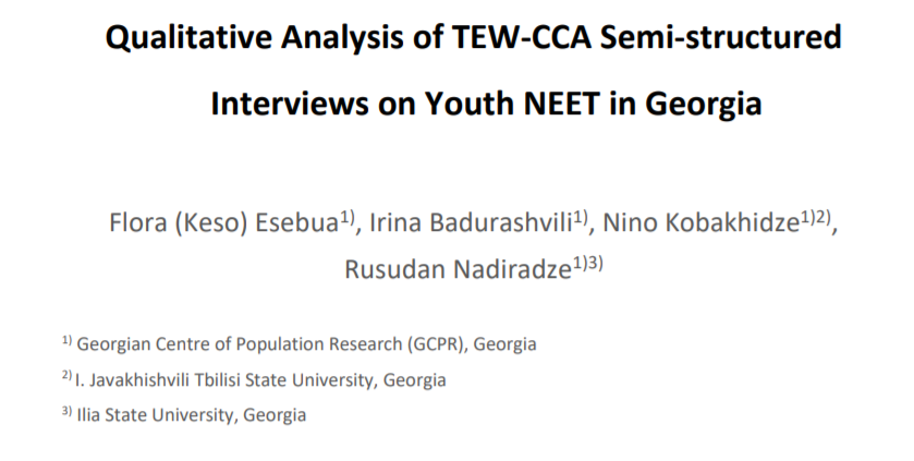 Our Georgian team published results of #QualitativeStudy on youth #NEET in #Georgia. The study gives deep insides to #NEET related topics such as #education, #employment, #housework, and the #youth perceptions of their skills and opportunities. Congrats!
tew-cca.de/wp-content/upl…