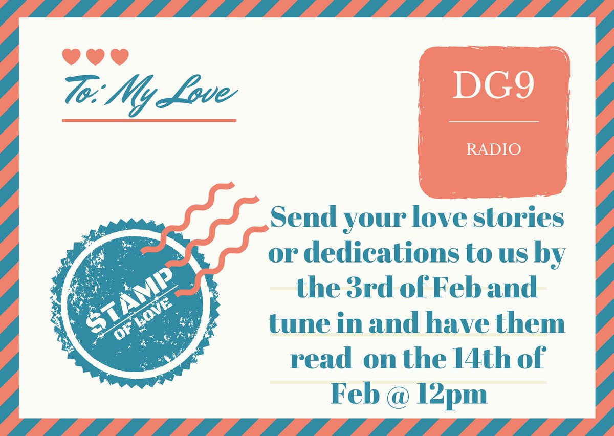Share your love stories with us and we will read them out live @ 12pm on 14th of Feb, go to
dg9radio.co.uk/love-stories/
