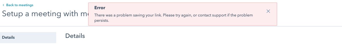 erwindegrave's tweet photo. @HubSpotSupport I get continuously an error message when I try to update information about a meeting link. I cannot find any way to solve this... Can you please help? Thanks https://t.co/Kk9Vyp771V