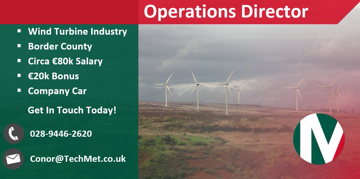 TechMetJobs's tweet image. We are currently sourcing for an Operations Director for a Highly Successful Clean Energy Client based in the Border Counties. They are offering a Circa €100k Remuneration &amp;amp; a Company Car. If this is of interest, get in touch! 
028-9446-2620

#OpperationsDirector #Jobs #TechMet
