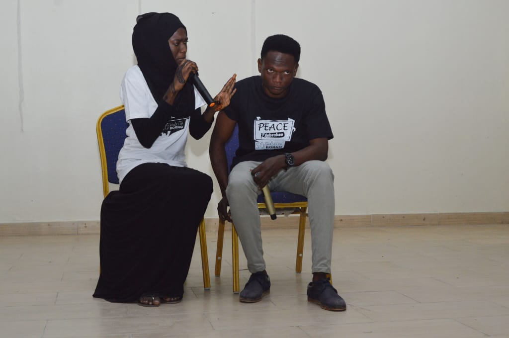 Bornolitsociety's tweet photo. #RelivingTheMoment
Art was utilized to its fullest to express domestic violence in a duet by @sir_ahdartoo and @mosesabah01 

#PeaceUnbroken
#50ShadesOfBorno https://t.co/FsRL3egNrV