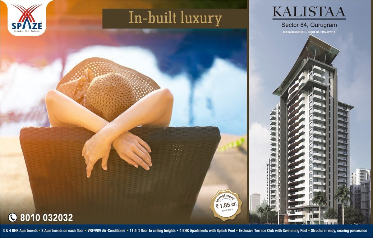 spazesocial's tweet photo. Spaze Kalista - Spectacularly Pollution-free and Astonishingly Peaceful-Paradise, Sector 84, Gurugram - The Ultra Luxury Apartments where dream come home with soon to be ready apartments
#constructioninfullswing #dwarkaexpressway #terracepool #spazekalistaa #allaboutluxury https://t.co/6GAgZLe4Qo