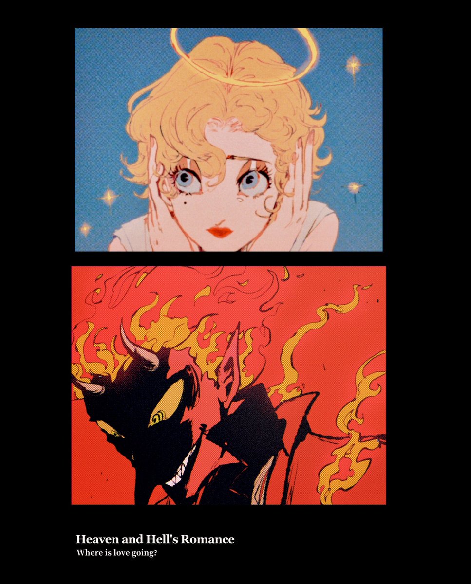 blonde hair blue eyes halo 1girl fire 1boy short hair  illustration images