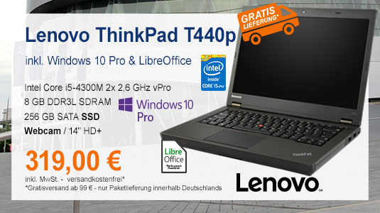 Konkursware eines bekannten Reiseveranstalters? 
Nein, diesmal sind es Leasingrückläufer eines schwäbischen Sterns am Autohimmel:
Lenovo ThinkPad T440p für nur 319 €:
itsco.de/notebook-lenov…

Du erhältst unseren Newsletter nicht?
Dann schnell anmelden: itsco.de/newsletter