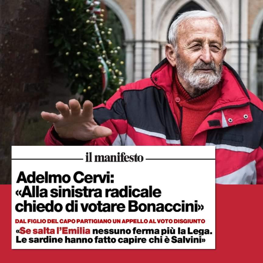 Iperbole_'s tweet photo. 🔴 ADELMO CERVI VOTA BONACCINI 🔴
«Io mi impegno sempre a sinistra. Con la Lega che rischia di vincere, bisogna essere costruttivi. Se sfonda in Emilia non la ferma più nessuno, siamo l’ultimo baluardo. C'è solo un candidato che può batterli, ed è Bonaccini».
Grazie Adelmo ❤️ https://t.co/DOcKBb8lGZ