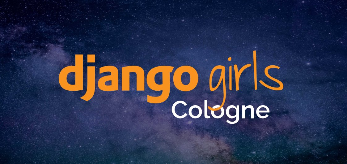 Django Girls Cologne Logo vor Weltraum Hintergrund