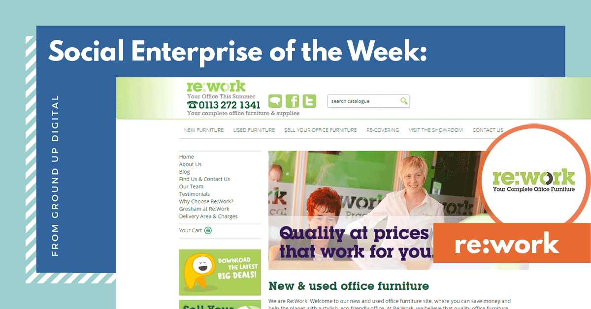 This week the award for "Social Enterprise of the Week" goes to <a href="/ReworkFurniture/">Re:Work</a> who provide ethical office furniture. 
Their eco-friendly approach of re-using and recycling office furniture, to prevent it going to landfill is a great idea! Find out more: groundup.digital/blog/social-en…