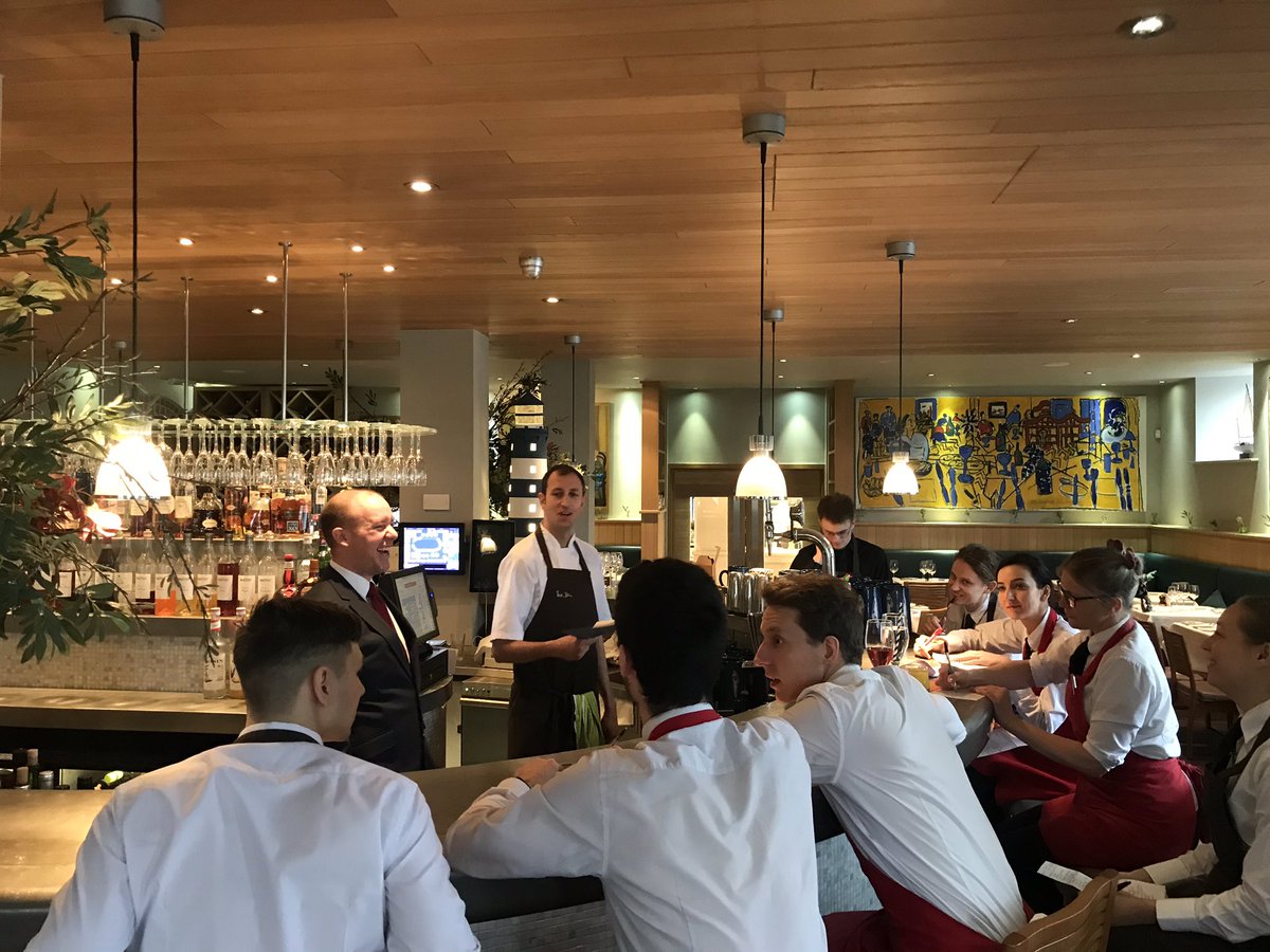 Behind the scenes at team briefing with Head Chef <a href="/petemurt/">peter murt</a>. Ready for another busy charity lunch service - raising money for <a href="/cornwallairamb/">Cornwall Air Ambulance</a>