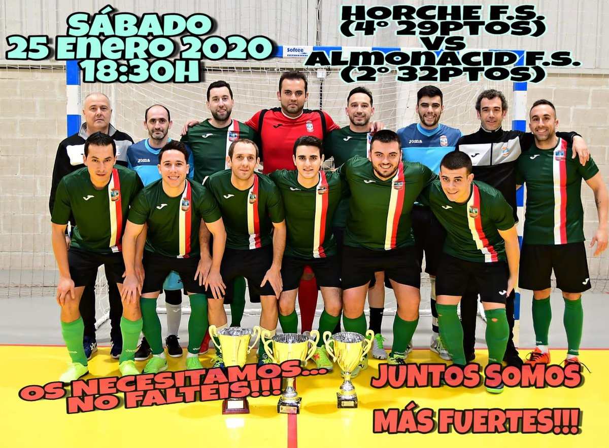 📌 ¡ESTE FIN DE SEMANA TENEMOS UNA CITA IMPRESCINDIBLE CON EL FÚTBOL-SALA EN EL POLIDEPORTIVO MUNICIPAL!
⚽️ <a href="/HorcheFS/">Horche Fútbol Sala</a> - Almonacid FS (Primera Autonómica)
⏰ Sábado, 18:30 horas
¡¡Os esperamos!!
#123Horche #HorcheConElDeporte