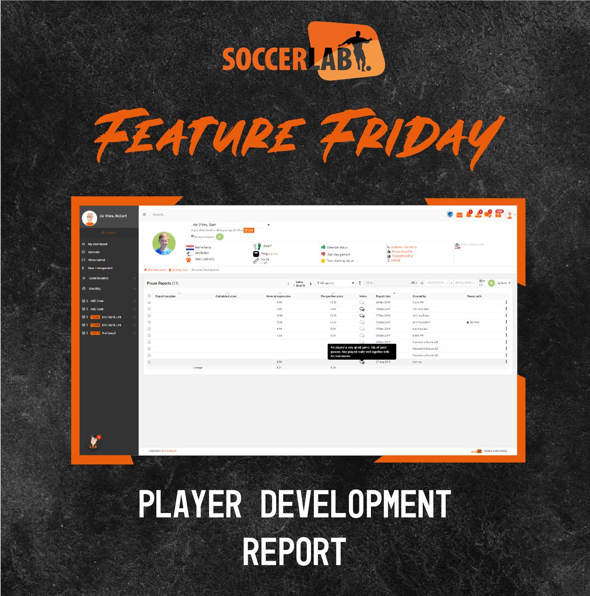 QUESD_SoccerLAB's tweet image. Feature Friday 🙌

We believe we can help you develop better players!

Follow up closely on the progress of each player, stay on top of his personal development plan and communicate with players individual!

#playerdevelopment #playerassessment #individualplan