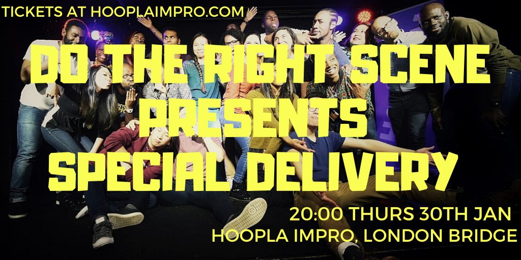 Join us for our first monthly Special Delivery show of 2020 @hooplaimpro on 30th January, 8 p.m. Book your tix now: eventbrite.co.uk/e/hoopla-do-th… #blackimprov #bameimprov #improv #standupcomedy #comedy #London