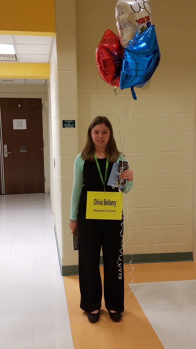 We are so proud of Olivia Bellamy. She made it to the top 6 competitors in the JoCo Spelling Bee last night. There were 27 students competing. She gave a valiant effort as she and 4 others duked it out for 2nd and 3rd places. Way to go Olivia! #TribePride