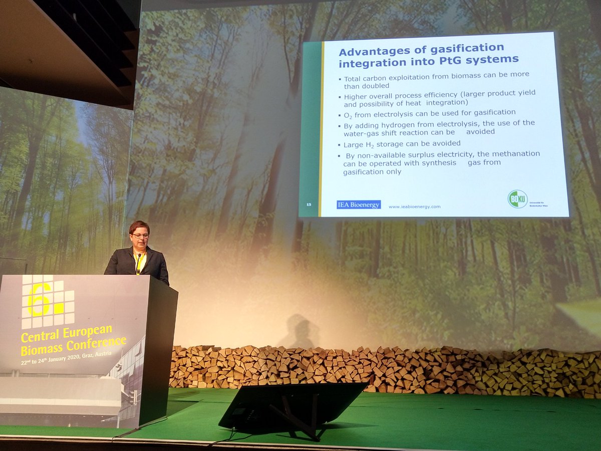 IEABioenergy's tweet photo. Jitka Hrbek presenting highlights of @IEABioenergy #Task33 on #gasification of #biomass and #waste at @cebc2020 in Graz. Gasification and power-to-gas (#P2G) are a good match.
Check the @IEABioenergy webinar next week (30 Jan). https://t.co/8MHmFet0Ad