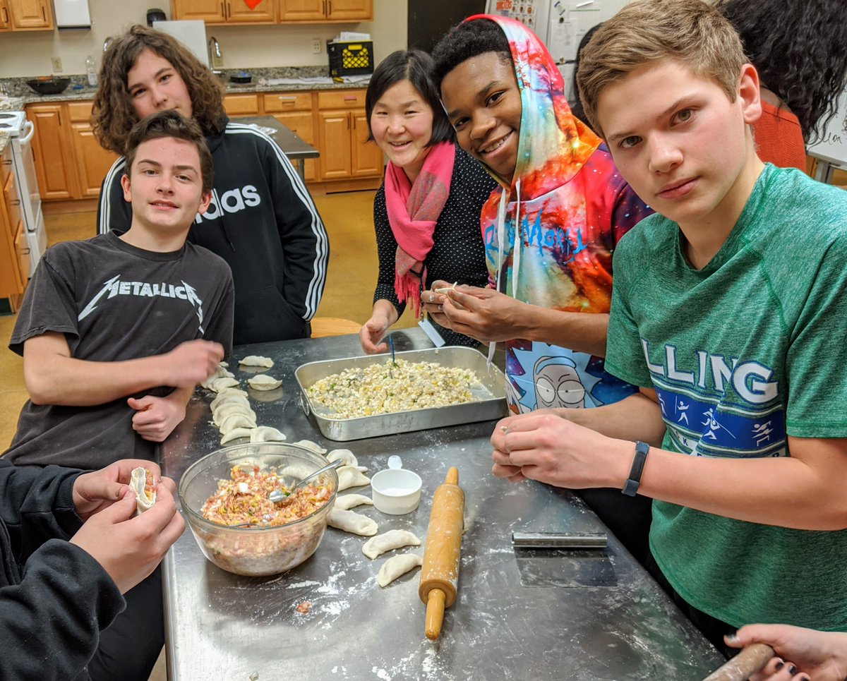 MPS_Illing's tweet photo. It is the Chinese New Year this weekend so what better way to celebrate than to make some delicious Chinese Dumplins under the guidance of Ms. Mei Liu  @mpspride https://t.co/dQuvie0VED
