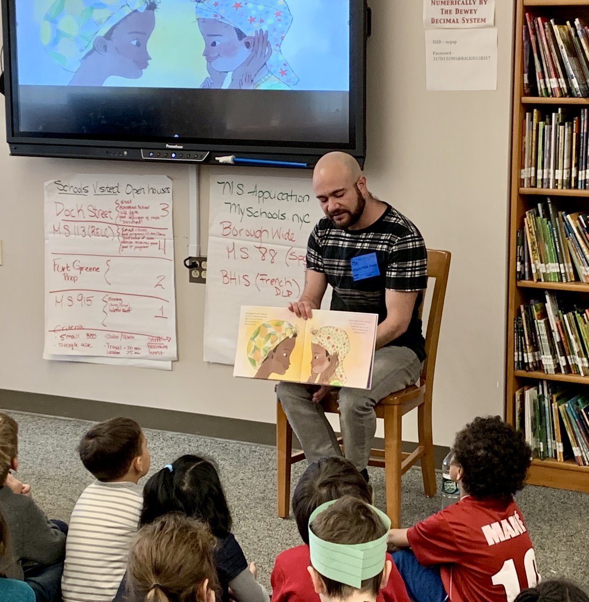 LGBTQWIS's tweet photo. The enchanting @Shekels_Library kicked off the LGBTQ Writers in Schools visits for 2019-2020 school year by reading his picture book #WhenAidanBecameaBrother to our friends at #PS133! #transgender #kylelukoff https://t.co/exXuT36GvH