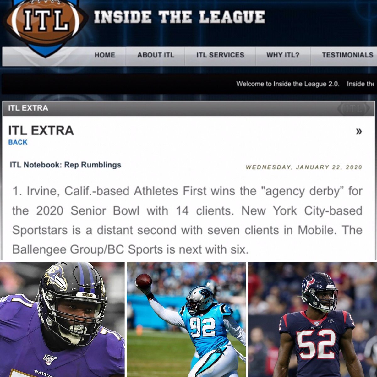 Neely_TigerTalk's tweet image. In only 9 months @BallengeeGroup has 6 @seniorbowl participants, 2 potential 1st RD @nfldraft picks and 18 rookies with a great shot at making @NFL rosters the 2020 season. Shout out to the talent triumvirate on which this was built: @JeLLy_ThaDON  @Nino_Black_9 @keke_mingo . . .