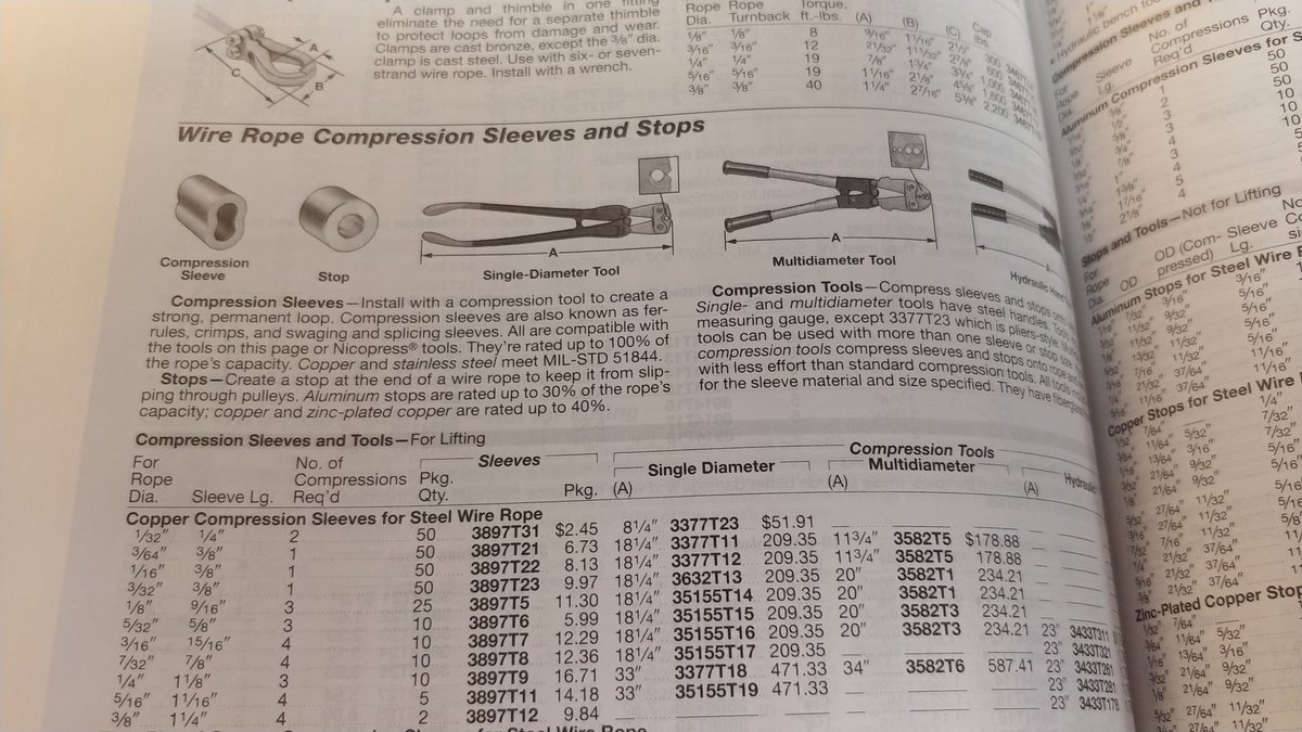 savageye's tweet photo. One of the most useful things #McMasterCarr has sent me has been a multi diameter swaging tool. Wire rope and a good crimp look so good when locked into a stainless turnbuckle https://t.co/046IBAwMYt