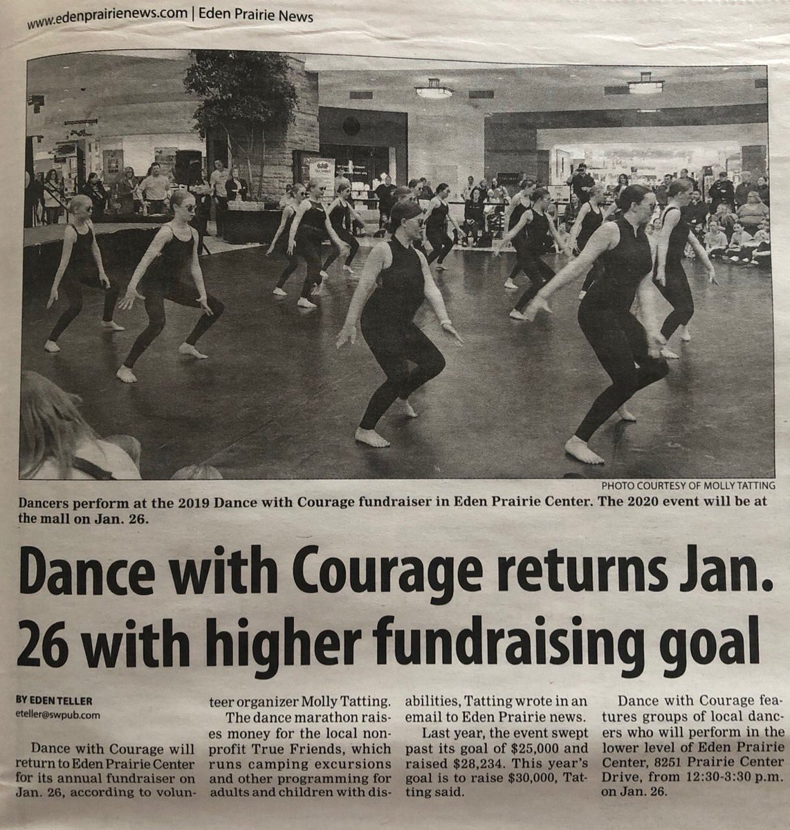 DanceWCourage's tweet photo. In the news!! @TrueFriendsCan @DACdance @EdenPrairieCtr https://t.co/AoX4e4mXiD