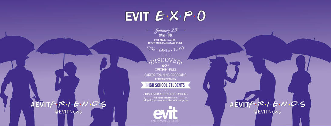 EVITnews's tweet photo. #DiscoverEVITEast programs by attending #EVITExpo today!
#EastValley high school students & #Phoenix area adults are invited to see 40+ #career-training programs at the East Valley Institute of Technology.
https://t.co/dHiMNa1zHO
#EVITFriends
#WeAreEVIT https://t.co/4fLglhbr7o