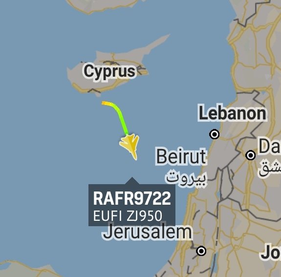 is_keelu's tweet photo. RAF
Eurofighter Typhoon FGR.4
Departed from RAF Akrotiri
Spotted over the #Mediterranean heading towards #Israel
#RAFR9722 #ZJ950 #43C73D https://t.co/L0qi6T4TLh