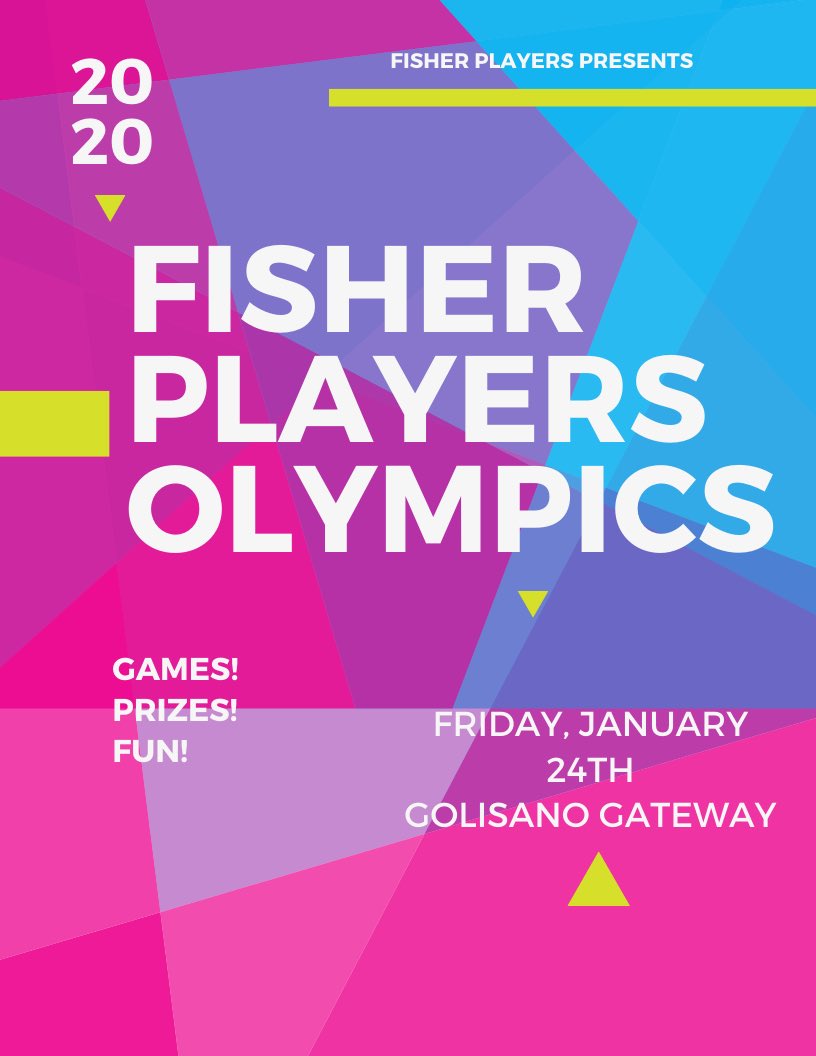 FisherPlayers's tweet photo. Fisher Players Olympics are tonight at 8PM! Hope to see you there! https://t.co/Xwn2LqphN7