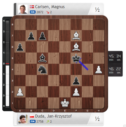 TarjeiJS's tweet photo. That was Carlsen's 118th game without a loss, but it ends with a draw now a full point behind Caruana in #TataSteelChess with only two rounds to go. https://t.co/Amp8fl7WaK
