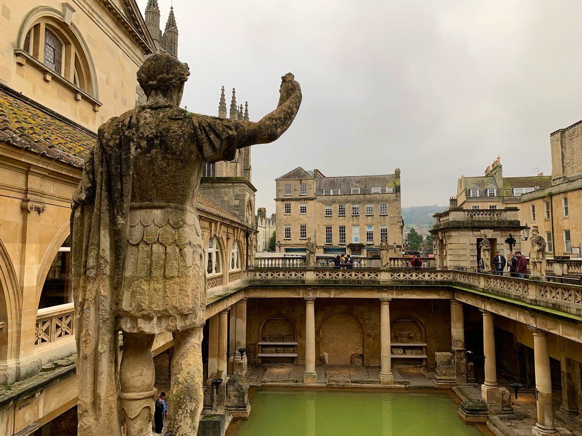 linndavis's tweet photo. Day 4: Hot damn the Romans loved to bathe. Not the most sulfuric water ever; probably why it hasn't cured me. On to Gloucester, then a farm in the Slad Valley, where I had ancestors? Farmer hosts surprise me w/ lasagne, tea &amp; convo on political organization. Everyone SO friendly. https://t.co/5U9AlTXEo0