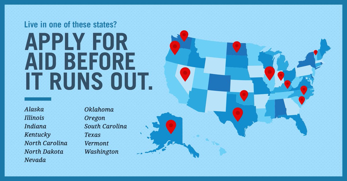 FAFSA's tweet photo. Financial aid in these states is limited! Don't miss out on 💵 for school! Fill out the FAFSA form now: https://t.co/wdDmg7cr0I https://t.co/EhzceabORb