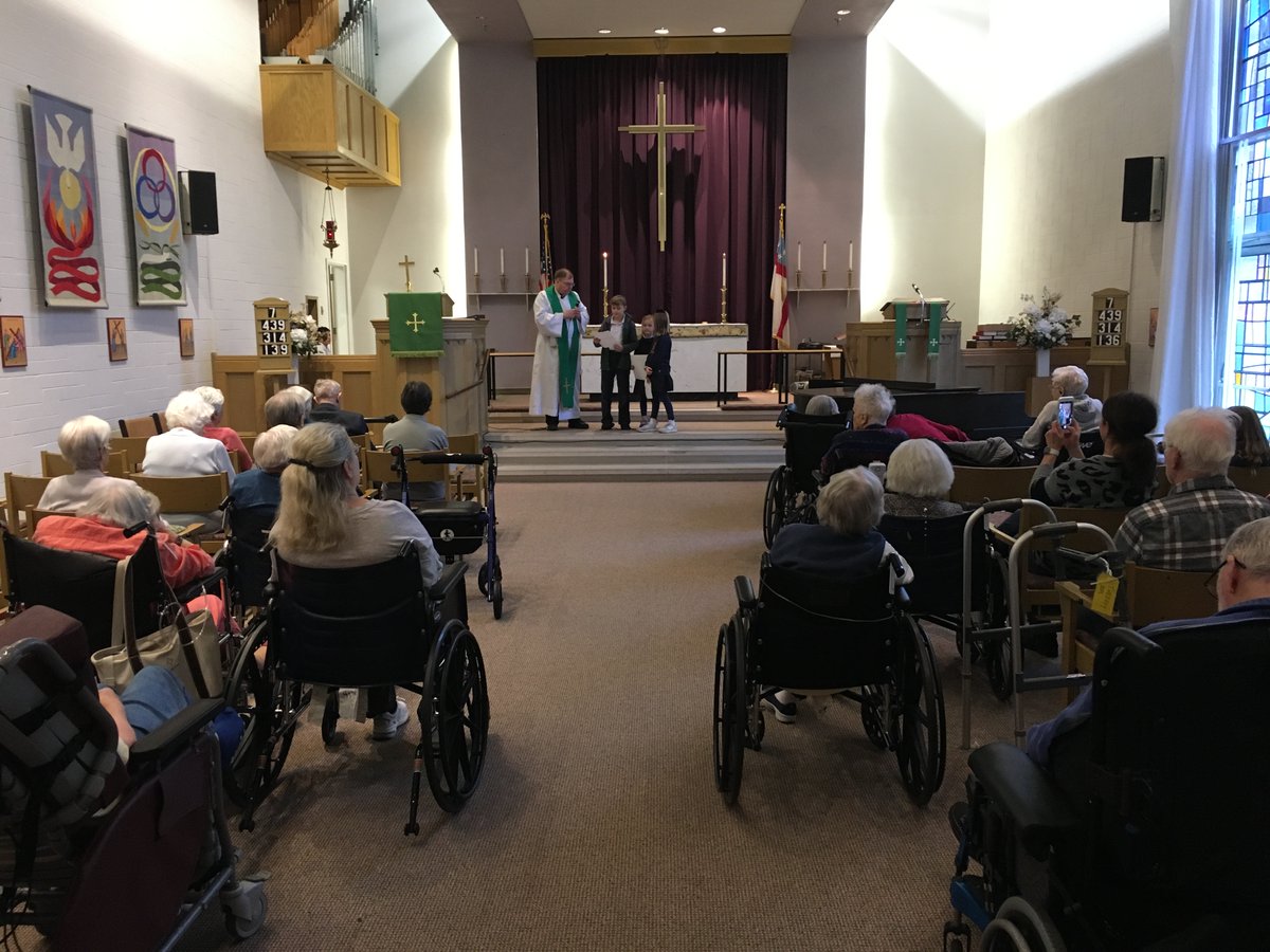 olctkchurch's tweet photo. Learn! Serve! Lead! Succeed! That's the Catholic Schools Week theme this year, and here is a great example! Cardinal Pacelli students accompany Fr. Ed when he celebrates Mass at Marjorie P. Lee retirement community. #olctk #cardinalpacelli #catholicschoolsweek Marjorie P. Lee https://t.co/QKbFS1zd2v