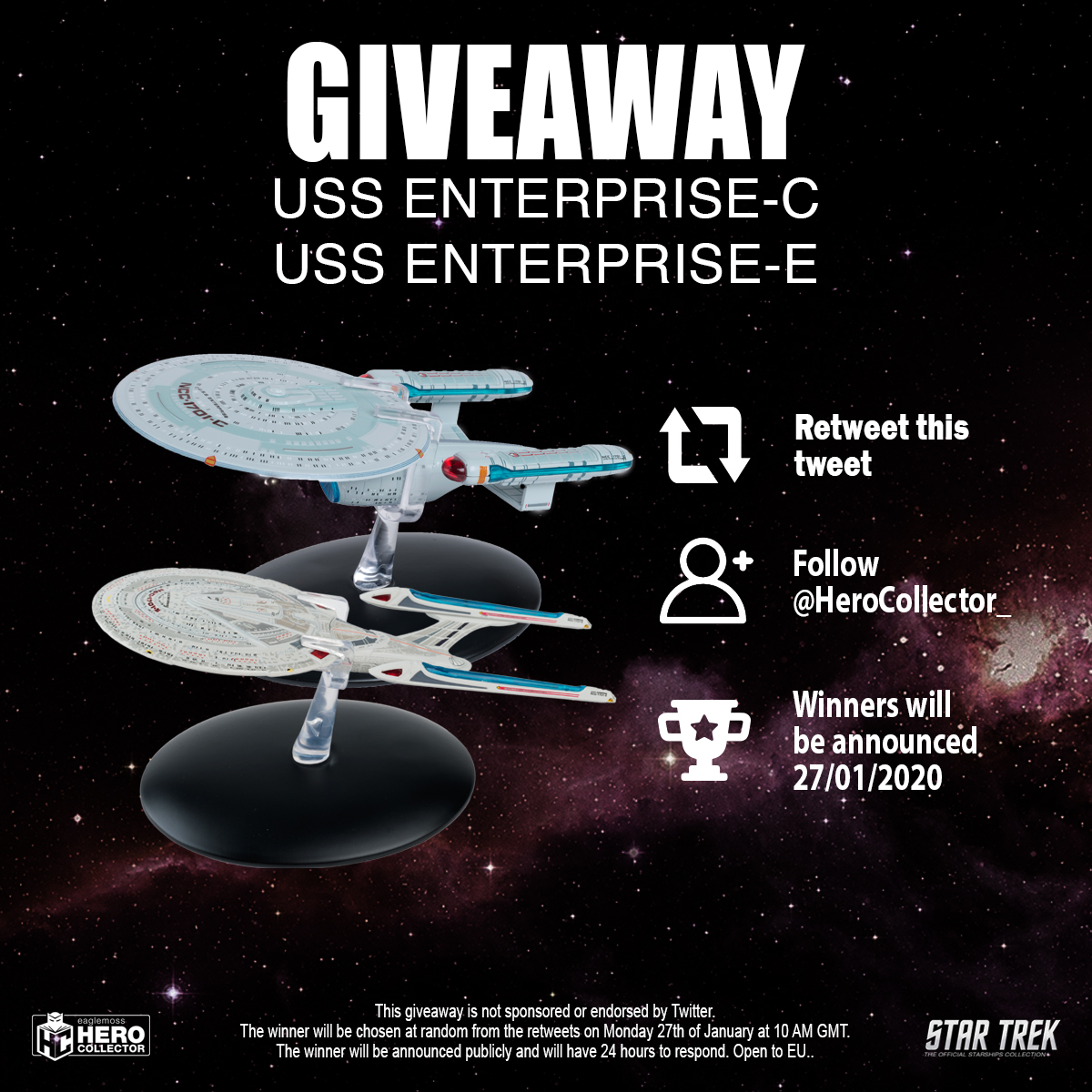 HeroCollector_'s tweet image. In honour of #StarTrekPicard day we're giving away the Enterprise-C  from the classic #StarTrek #TNG episode Tomorrow's Way, and the Enterprise-E as featured in the Star Trek: The Next Generation movies. 

#FreebieFriday #FridayFeeling #Giveaway