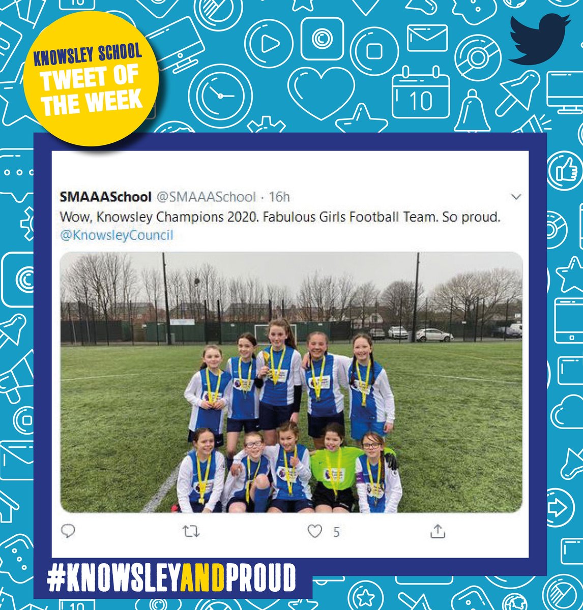 KnowsleyCouncil's tweet photo. The smiles say it all - these girls clearly love their football. Congratulations champions! 
St Michael &amp; All Angels Primary School you're our #Knowsley #SchoolTweetoftheWeek!
#Knowsleyandproud @SMAAASchool https://t.co/Y6bpDEqmXA