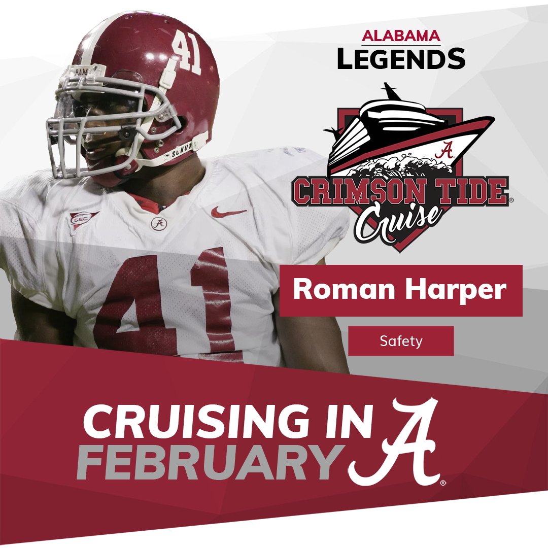 CruiseTide's tweet photo. Please welcome former Alabama safety and Super Bowl champion, Roman Harper, to the 2020 Crimson Tide Cruise lineup! “Who doesn’t know about the 17 national championships? That’s why everyone wants to be a part of Alabama. Roll Tide.” -@harp_41
#RollTide
#CruiseTide https://t.co/VIFYdga6qd