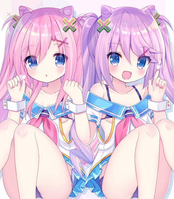 「#これを見た人は自分の看板娘の画像を貼れ
看板双子娘!(×`▽'×)人(×・o・」|omimoのイラスト