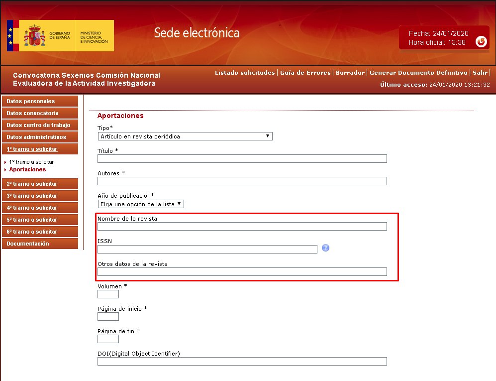 amdelvaz's tweet photo. 📢 @ANECAinfo está haciendo cambios en el formulario de #sexenios2019. Desaparece el campo ISSN, ahora es título; ISSN (otras revistas), ahora es ISSN a secas; y desaparece el campo Nombre (otra revista), ahora es Otros datos ¿cómo afecta esto a las solicitudes ya cursadas? 😰 https://t.co/8mExBitcCy