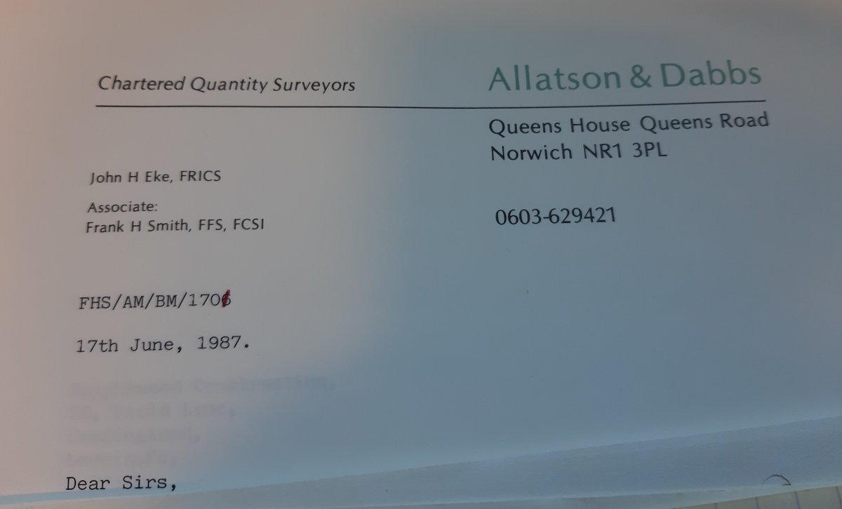 johnreadbs's tweet image. We have been digging through our stores for one of our long established clients and came across some old paperwork. Amazing to think it was back in 1994 when @DCP_Surveyors acquire the established Norwich based practice of Allatson &amp;amp; Dabbs.