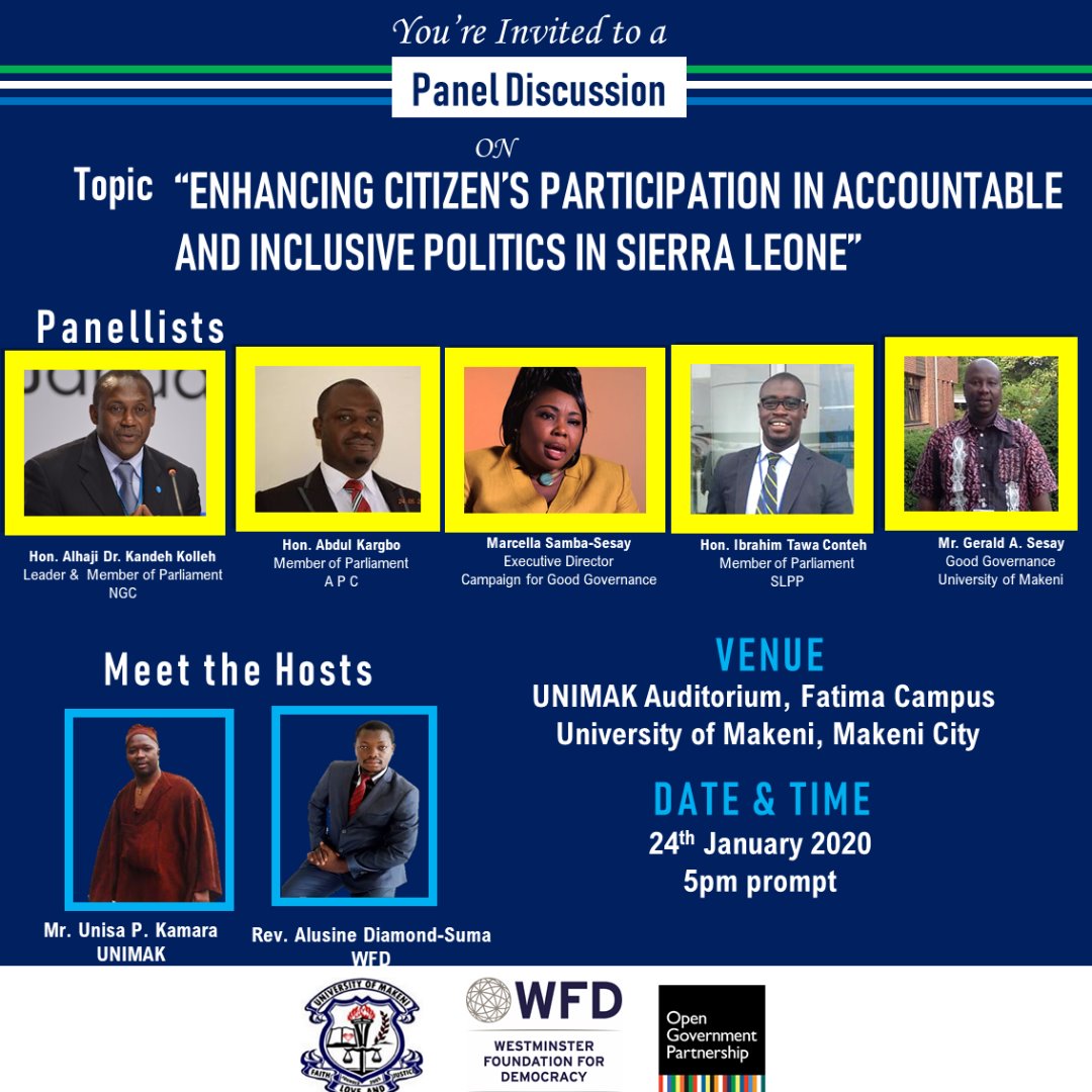 Clerk, Parliament of Sierra Leone🇸🇱 (@clerkposl) on Twitter photo Parliament of Sierra Leone's commitment to the OGP is a sound priority.
#PoliticsWithValuesSL
#PoliticsWithValueSL
Enrich the conversation.
<a href="/WFD_SierraLeone/">WFD Sierra Leone</a> <a href="/KYumkella/">Hon. Kandeh Yumkella</a> <a href="/cellasey/">Marcella Samba-Sesay</a> Hon Tawa and Hon Abdul Kargbo Parliament of Sierra Leone's commitment to the OGP is a sound priority.
#PoliticsWithValuesSL
#PoliticsWithValueSL
Enrich the conversation.
<a href="/WFD_SierraLeone/">WFD Sierra Leone</a> <a href="/KYumkella/">Hon. Kandeh Yumkella</a> <a href="/cellasey/">Marcella Samba-Sesay</a> Hon Tawa and Hon Abdul Kargbo