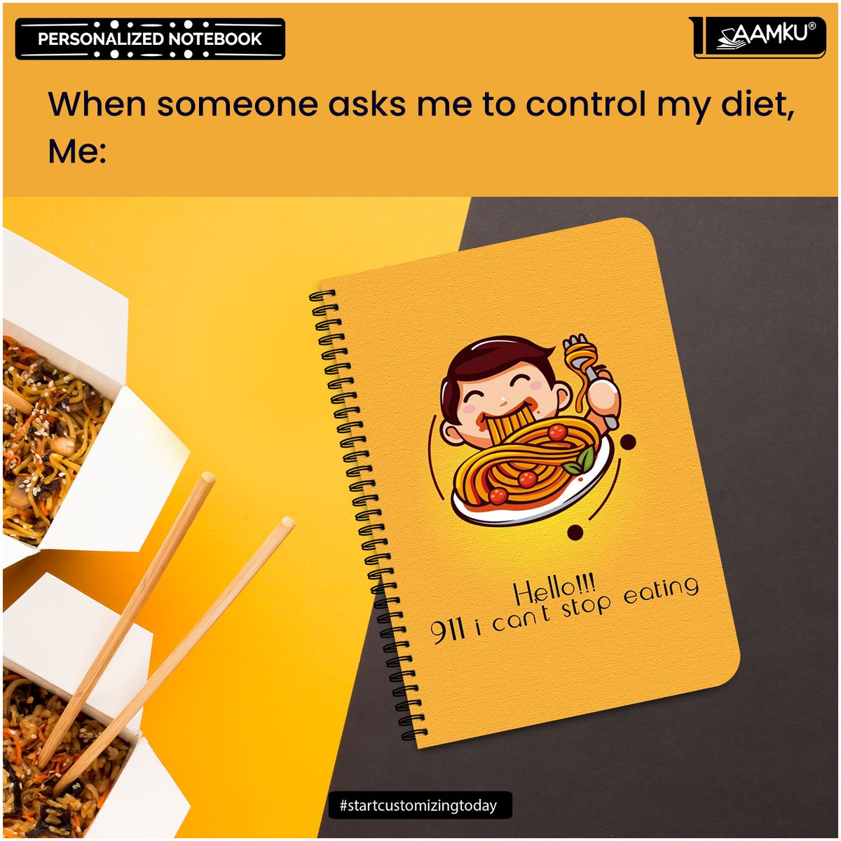 aaamku's tweet image. Any foodie out there...? Here&apos;s the perfect notebook for you 🍕🍟 #Aamku #startcustomizingtoday #food #foodie #foodlover #dieting #dietingmemes #foodporn #foodlovers #foodlove #students #studentmemes #education