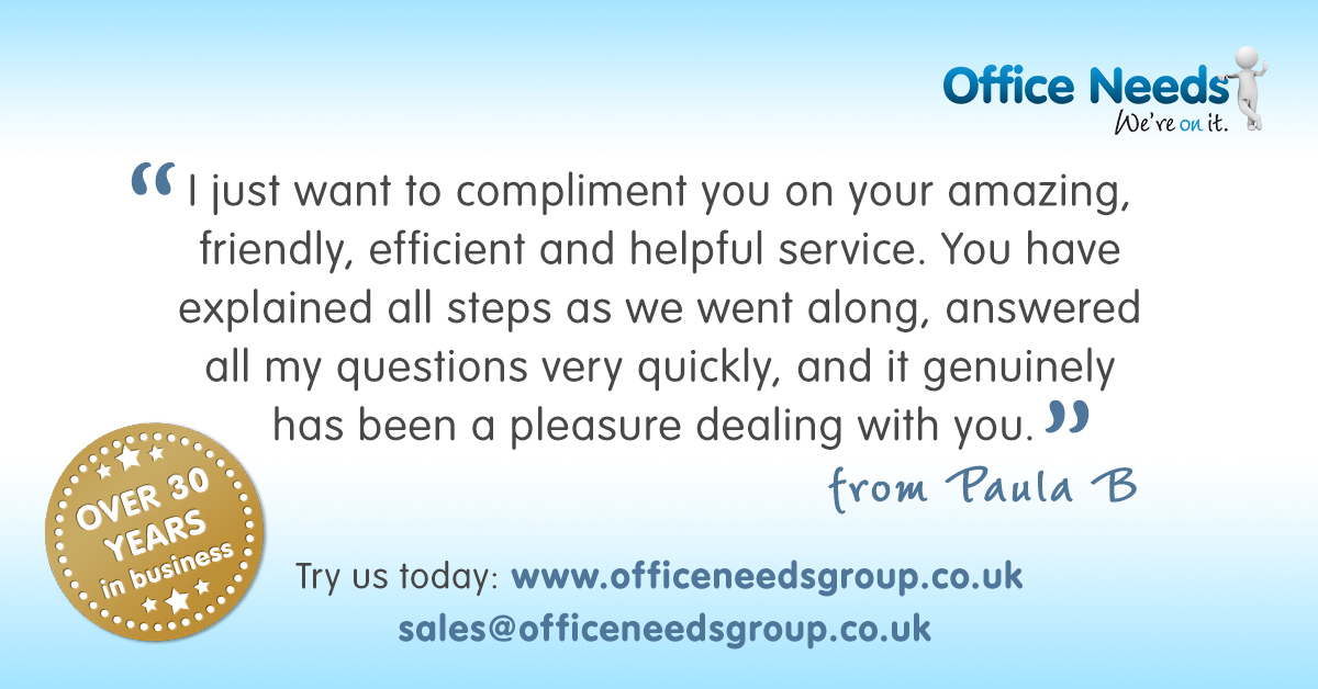 OfficeNeedssx's tweet photo. We love hearing from our customers - especially when they're this happy with our service!

If you'd like to try our great customer service out for yourself, please get in touch with our friendly team today! 

https://t.co/tYG43JvsBy 

#officesupplies #officefurniture #printing https://t.co/4wns9ymTNN