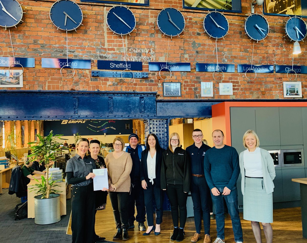 WhirlowHallFarm's tweet photo. Massive thanks to @Grippleltd for choosing Whirlow as a charity partners last year. We went along this week to express our thanks and were presented with a whopping £7,300 donation! The staff really got behind us to tackle  the problem of vulnerable kids facing exclusions https://t.co/wPMyQfOMOt