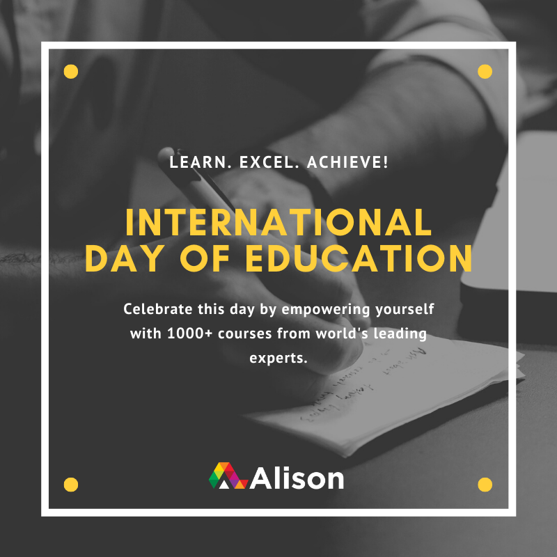 Alison_Learning's tweet image. &quot;Knowledge is power. Information is liberating. Education is the premise of progress, in every society, in every family.&quot;

- Kofi Annan

This #InternationalDayOfEducation, start empowering yourself with 1000+ free online courses and boost your knowledge - ow.ly/ERjz50xZPeR