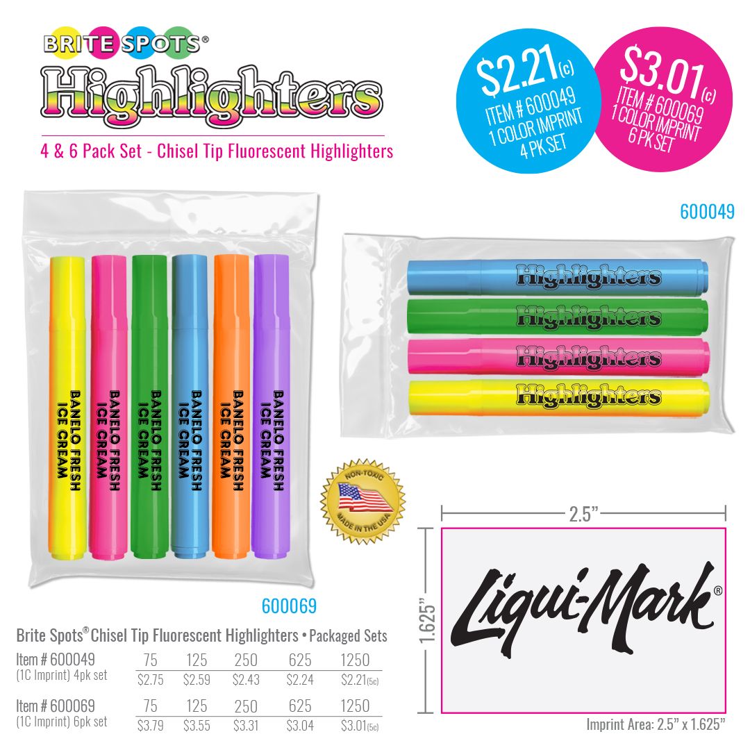 LiquiMark's tweet photo. Our USA made "Brite Spots" highlighters are also available in 4 & 6 pack sets! Perfect to any logo and promotion!
https://t.co/M2MFE5djH1
#liquimark #whatareyouwritingwith #highlighters #britespot #6000 #promotionalproducts https://t.co/Pe279PHhtW