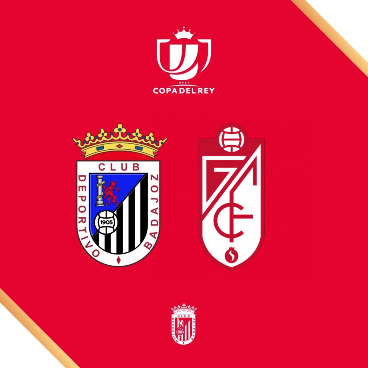 CDBadajoz's tweet photo. #SorteoCopa🍀

¡YA TENEMOS RIVAL! ⚽️

➡️ CD Badajoz 🆚 @GranadaCdeF 

En octavos de final de la #CopaDelRey recibiremos en Badajoz al equipo andaluz 🏆

➡️ El partido se disputará en el Nuevo Vivero 🏟 https://t.co/O2XO0I0jHs