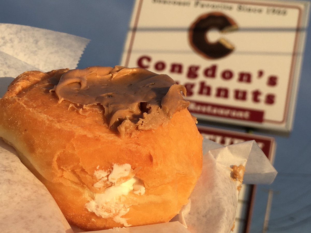 Congdons's tweet photo. Who wants a maple cream? Open Thur- Sun, 6 am - 2 pm. #Congdons #Doughnuts https://t.co/3n0TcqB0FI