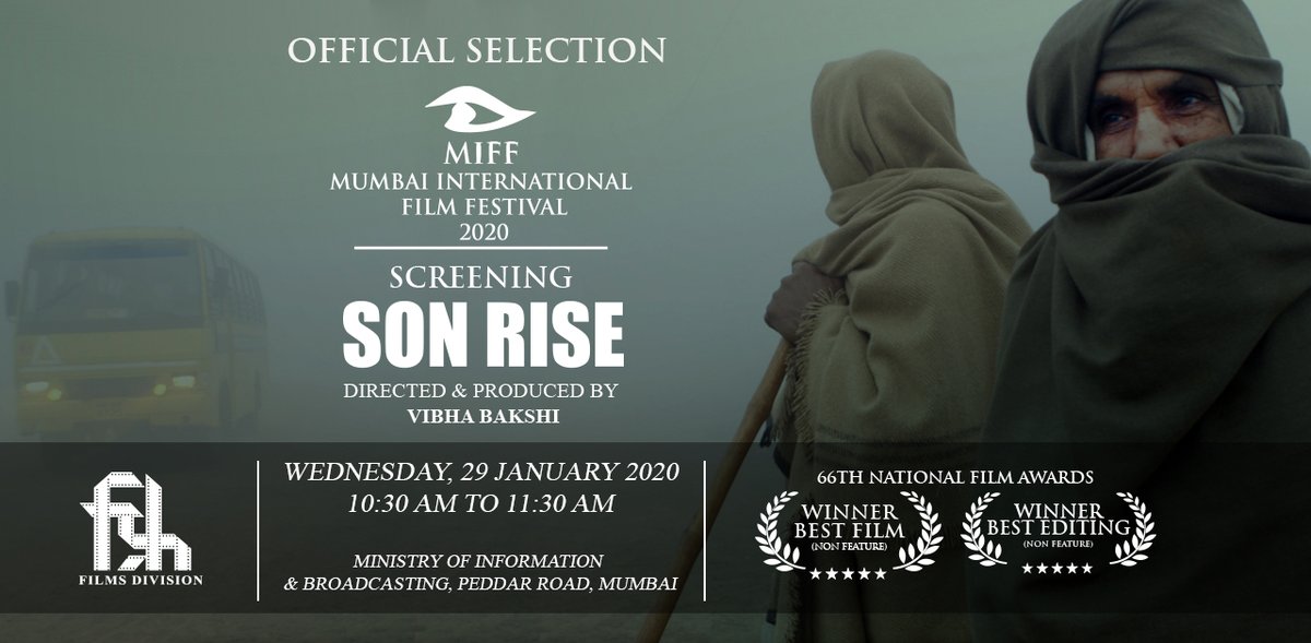 Super excited to see you all at MIFF! 
Honoured to have our film ‘SON RISE’ selected for the prestigious Mumbai International Film Festival.
28th Jan - 03rd Feb 2020
Hurry up and follow the link to register - bit.ly/2ZJ4y27
#miff2020 #HeForShe #MIB #DFF 
#Filmfestival
