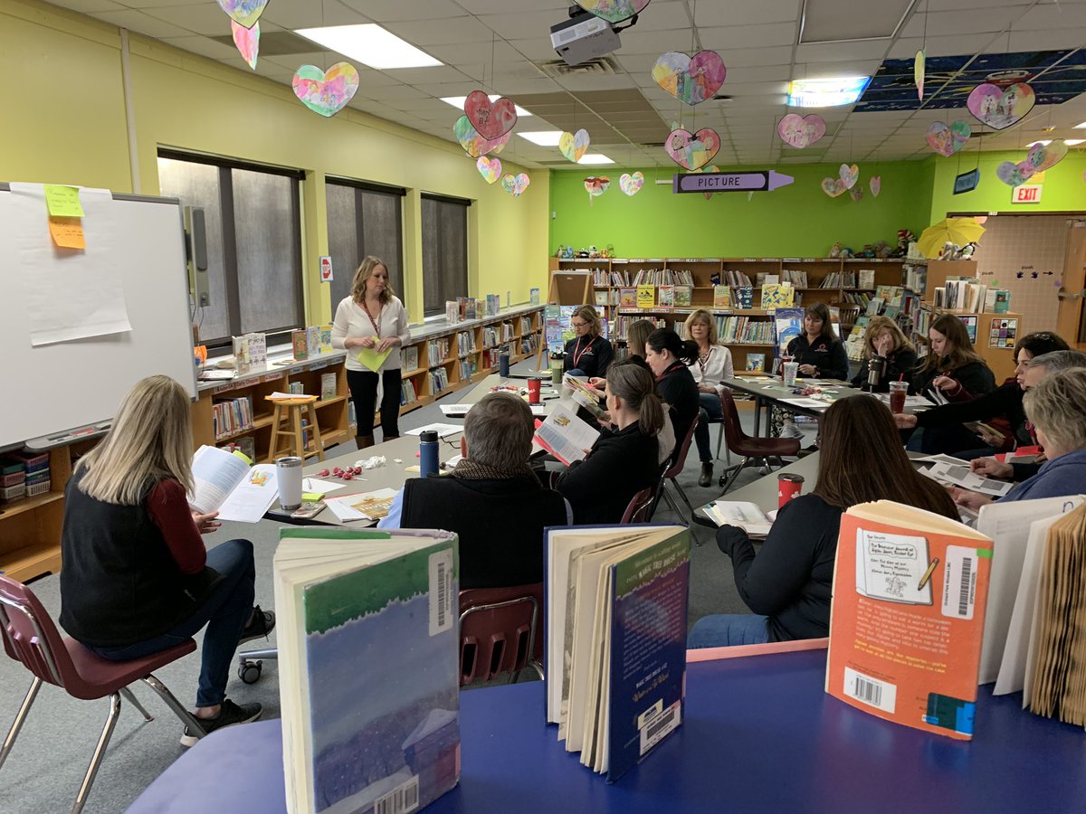WindomElem's tweet photo. What do Windom teachers do before school? They voluntarily attend a learning opportunity about “Interactive Read Aloud” hosted by literacy coach Mrs. Miller @meg81111 #oplearns #standingroomonly https://t.co/6tU5wQHBkE