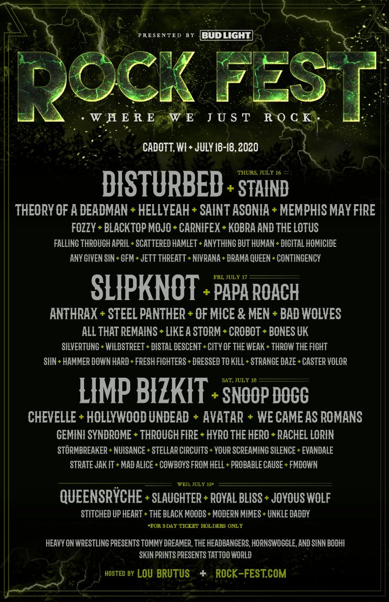 rockfestwi's tweet photo. It’s Snoop D-O-DOUBLE-G

2020 full lineup! Tix, sites + pit passes going fast. Get yours: https://t.co/C43KM9qXsJ #RockFest2020 https://t.co/wS9bWi6VsM