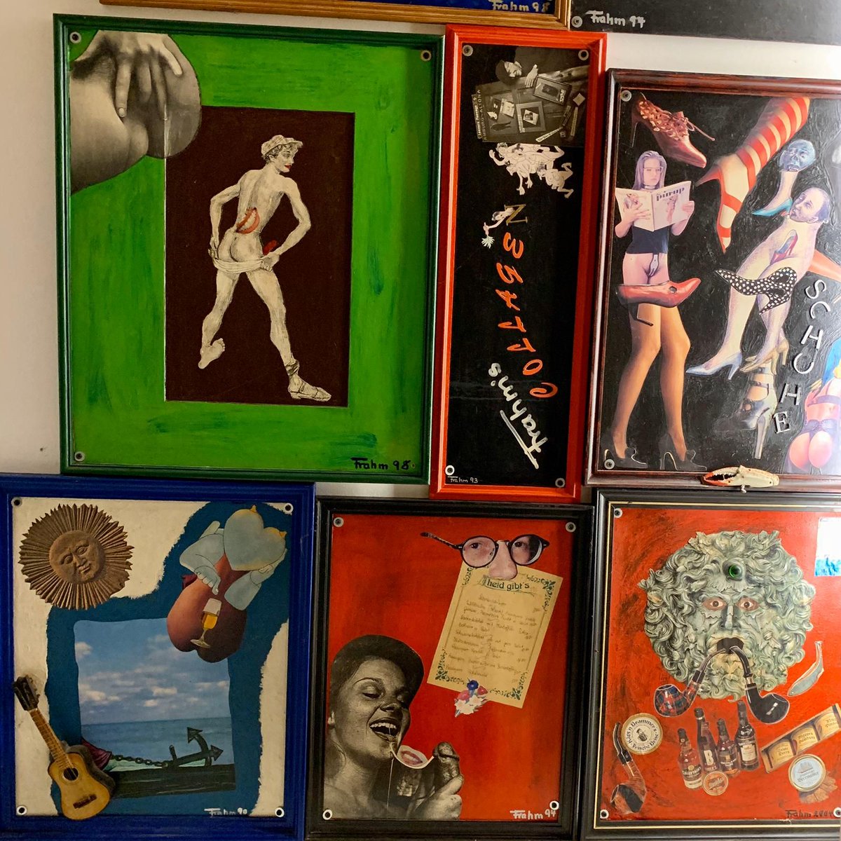 Fiete Frahm - der Collagen-Künstler von St. Pauli hat im Erotic Art Museum viele Kunstwerke hängen. Die bunte Welt seiner Phantasie kann an der Decke bewundert werden. 😎 😍 
.
.
.
#eroticartmuseum #eroticart #arterotica #fietefrahm #collagenkünstler #collageart #artartart