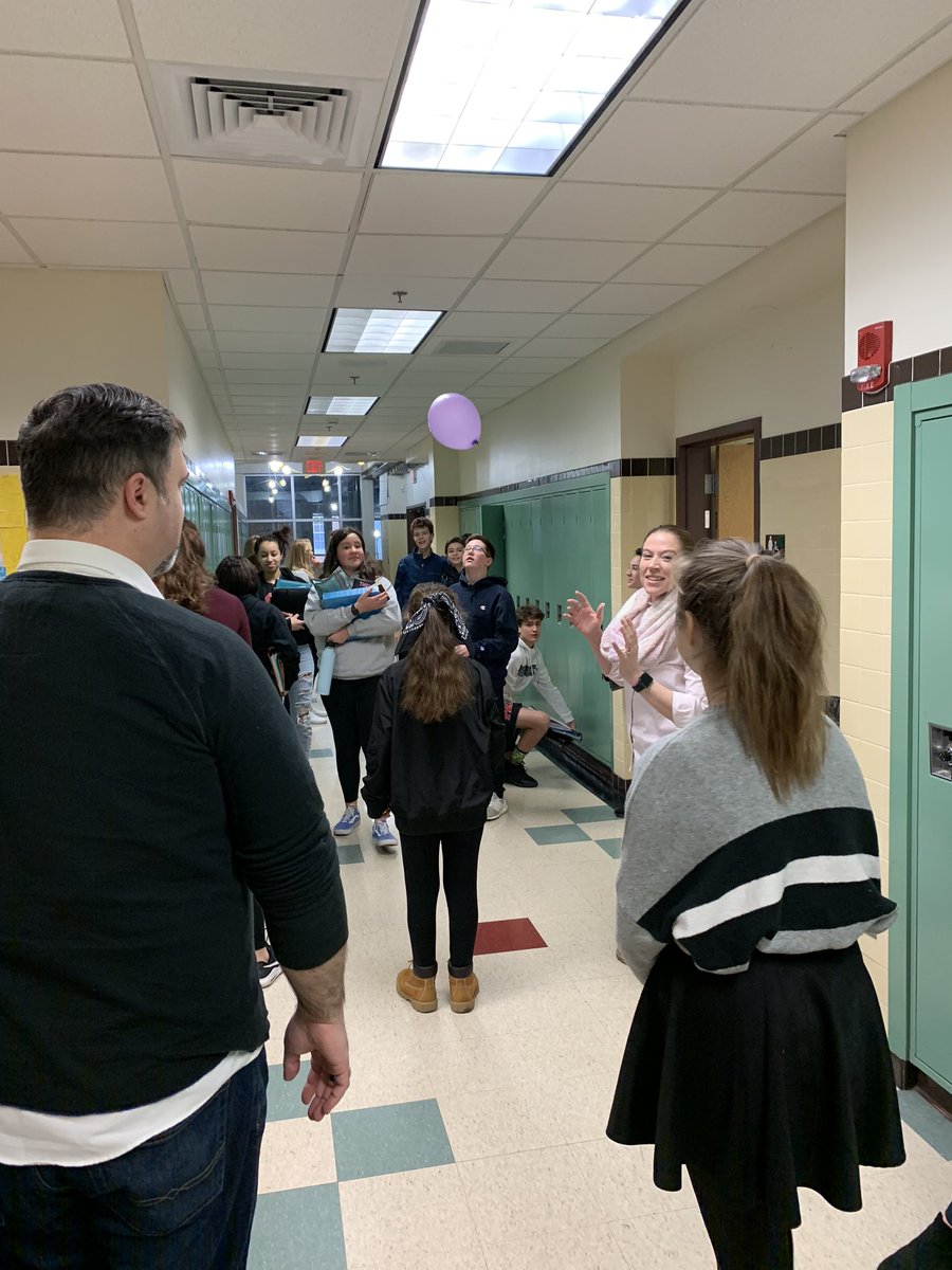 McCallMathClass's tweet image. Friday morning....playing “keep it off the floor” with the random balloon found in the hallway....great start to the morning before homeroom!
