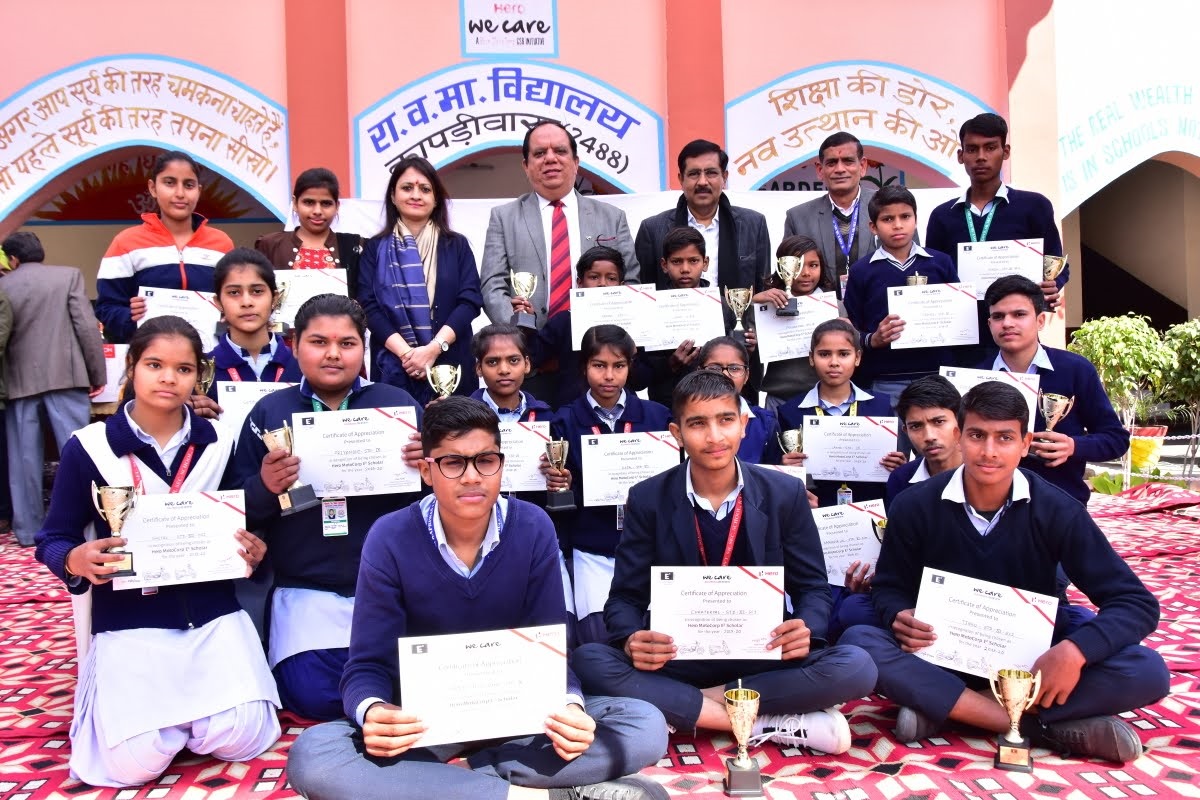 Building the future of tomorrow by developing excellent infrastructure in schools and recognizing talent through Hero E2 Scholar trophies at Govt. Sr. Sec. School Kapriwas, Dharuhera, Haryana through #CSR <a href="/HeroMotoCorp/">Hero MotoCorp</a>